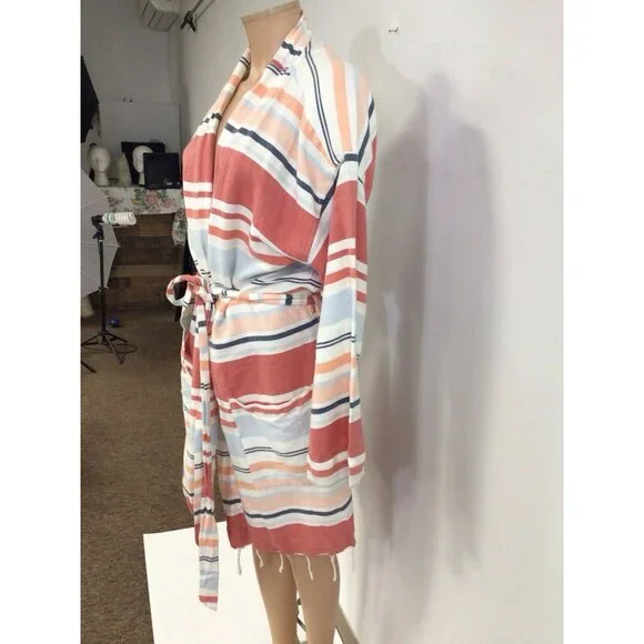 Miiyu Bath Robe Stripe Cotton Womens XL - Picture 3 of 5
